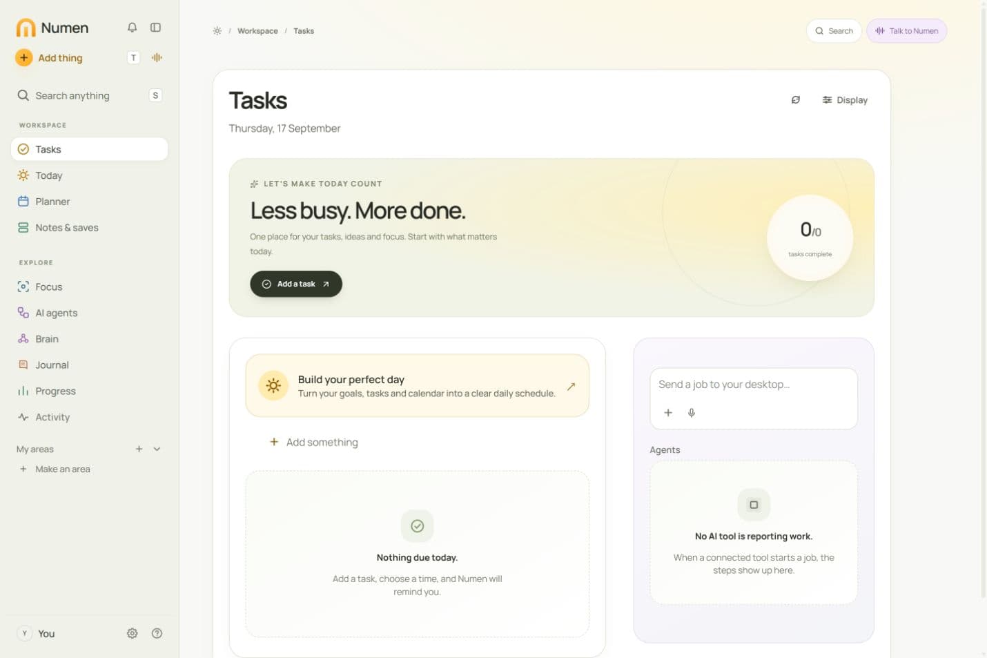Numen desktop tasks