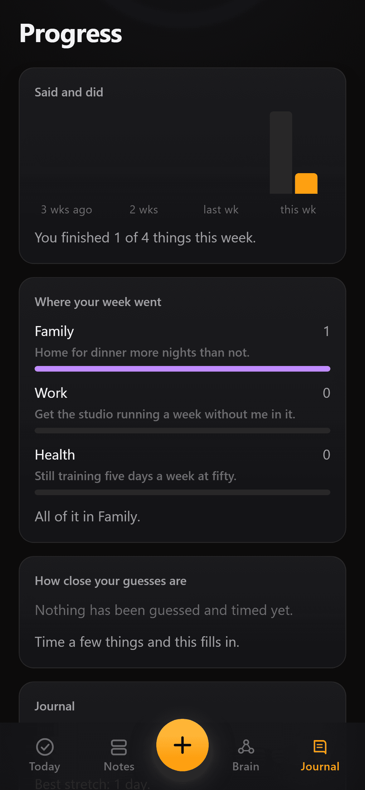 Numen's Progress screen